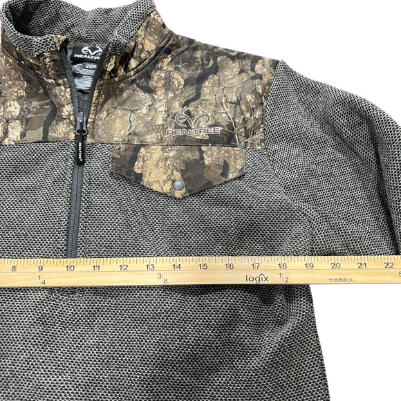 Realtree Camouflage Gray Quarter Zip Fleece Jacket Sweater Men's Size S Small - Picture 3 of 6